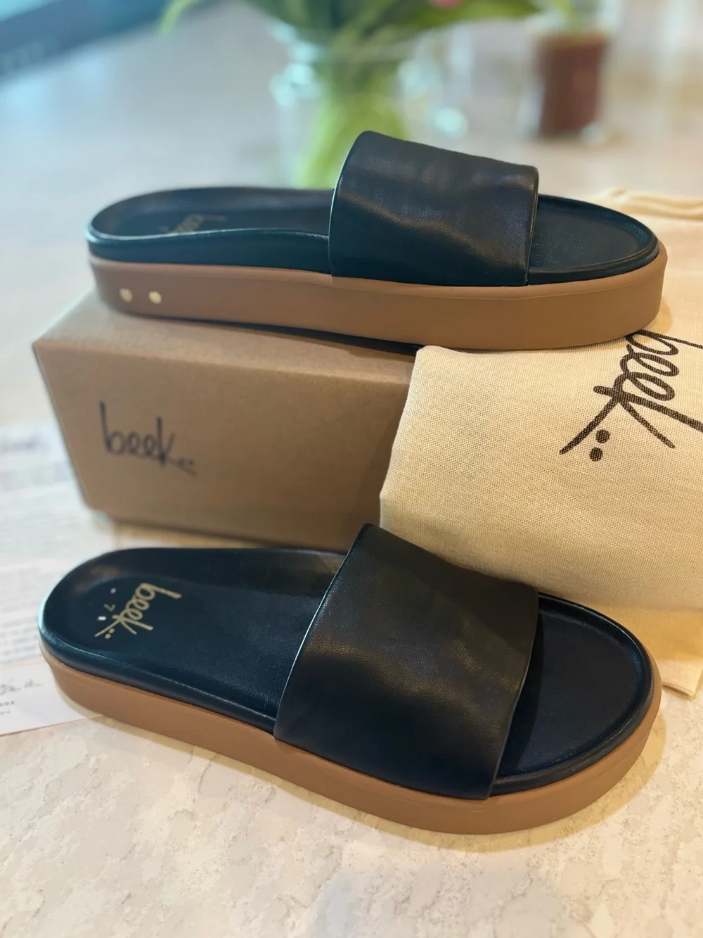 Beek Chick Sandal Slide in Black Leather - Picture 6 of 9